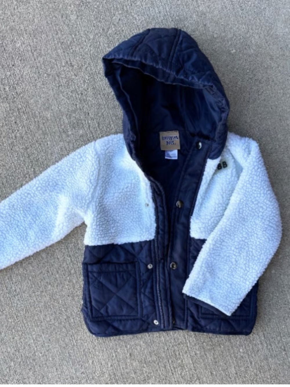 Brooklyn Boys Quilted Sherpa Accented Hooded Coat